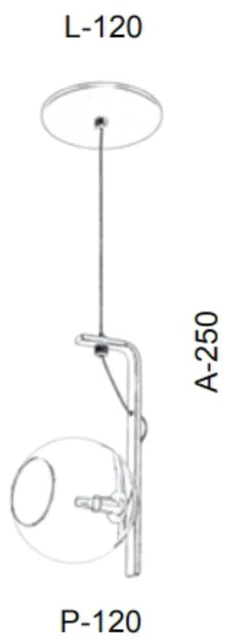 Pendente Globo Suporte 12X12X25Cm Metal E Globo Ø12Cm 01Xg9 |Old Artis... (BRANCO / DOURADO BRILHO, AMBAR)