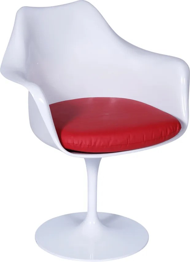 Cadeira Saarinen Tulipa Beta Com Braço Branco / Vermelho