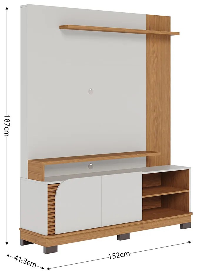 Estante de TV 65 Polegadas 152cm Itaim Off White Matte/Freijó C04 - D'Rossi
