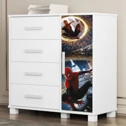 Cômoda Infantil Para Quarto 80cm 4 Gavetas Herói Aranha Z53 - Mpozenat