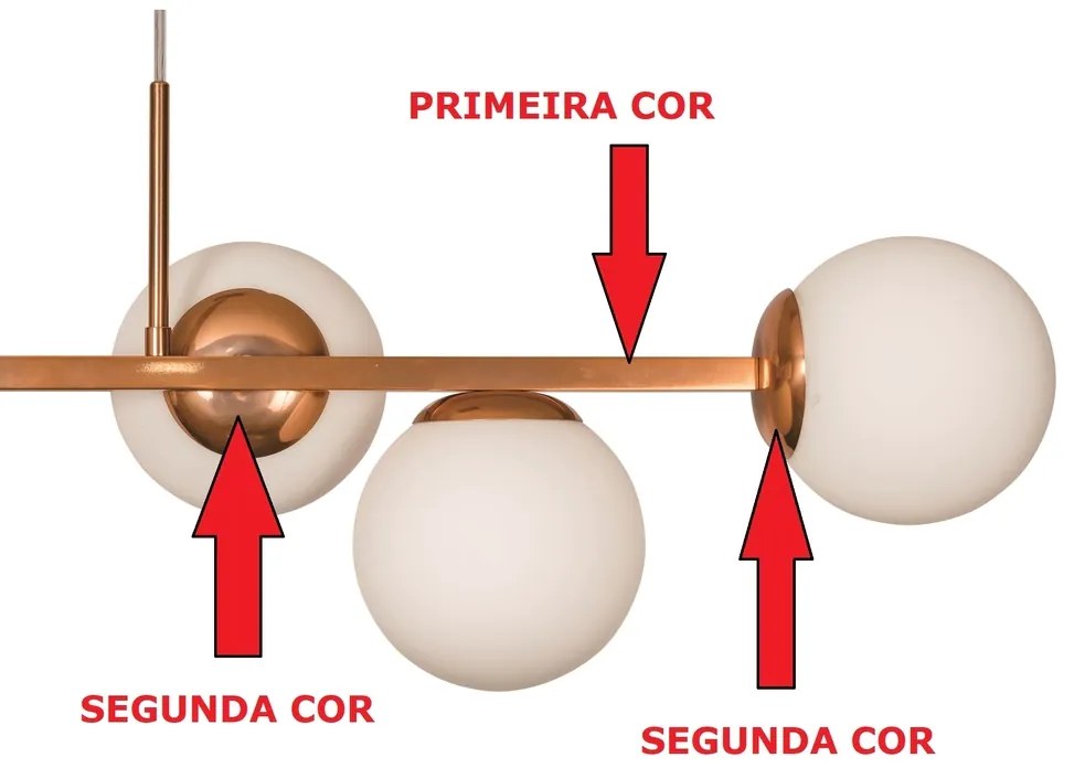 Pendente Mousse C/ 6 Globos 102Cm 6Xg9 / Cabos Cristal / Metal E Globo... (CB-V - Cobre Escovado, AMBAR)