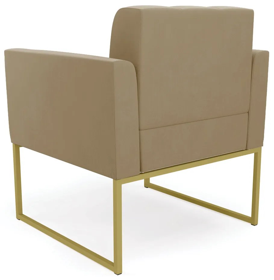 Poltrona Elisa Suede Base Metálica Industrial Dourado - D'Rossi - Marrom Rato