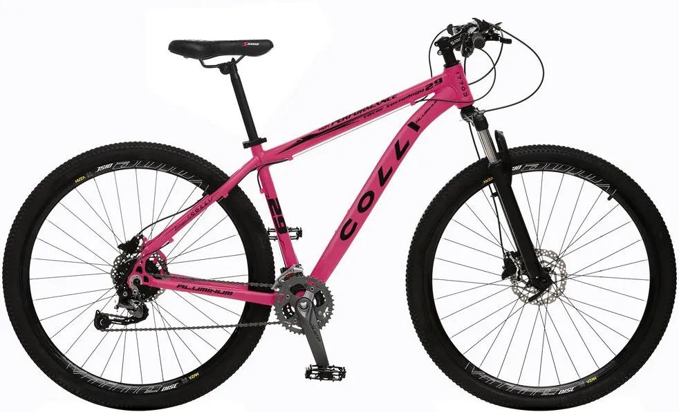 Bicicleta Esportiva Aro 29 Alívio Shimano Suspensão Freio a Disco 531-A Quadro 18 Alumínio Rosa - Colli Bike