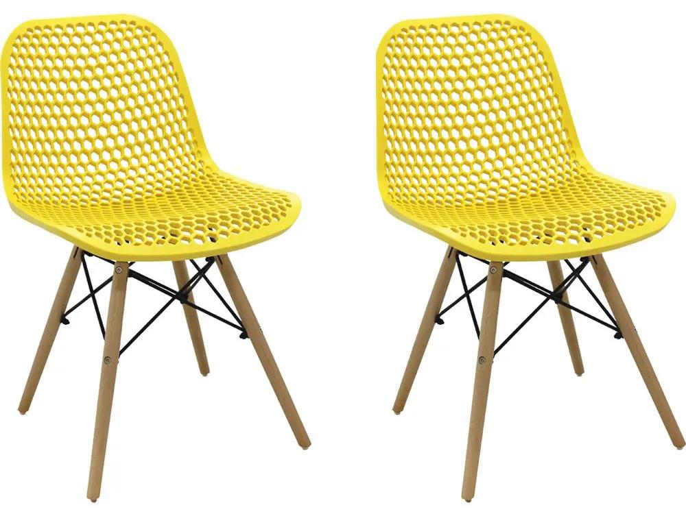 Kit 2 Cadeiras Decorativas Sala e Cozinha Haney (PP) Amarela G56 - Gran Belo
