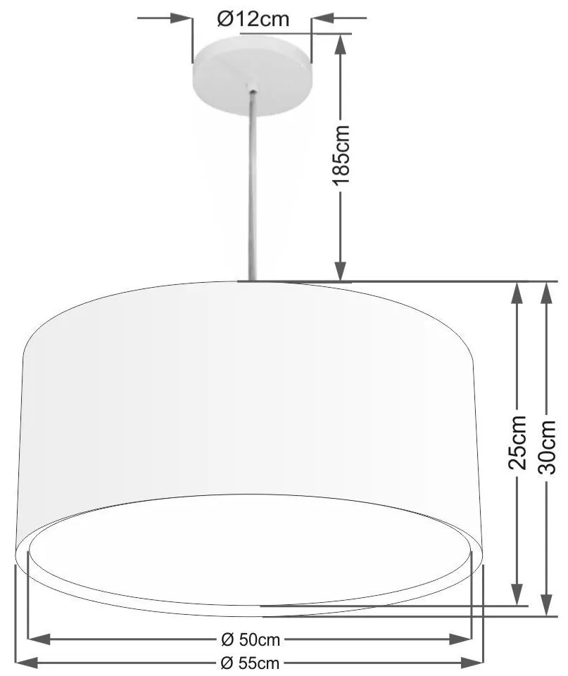 Lustre Pendente Cilíndrico Duplo Vivare Md-4289 Cúpula em Tecido 55x30cm - Bivolt