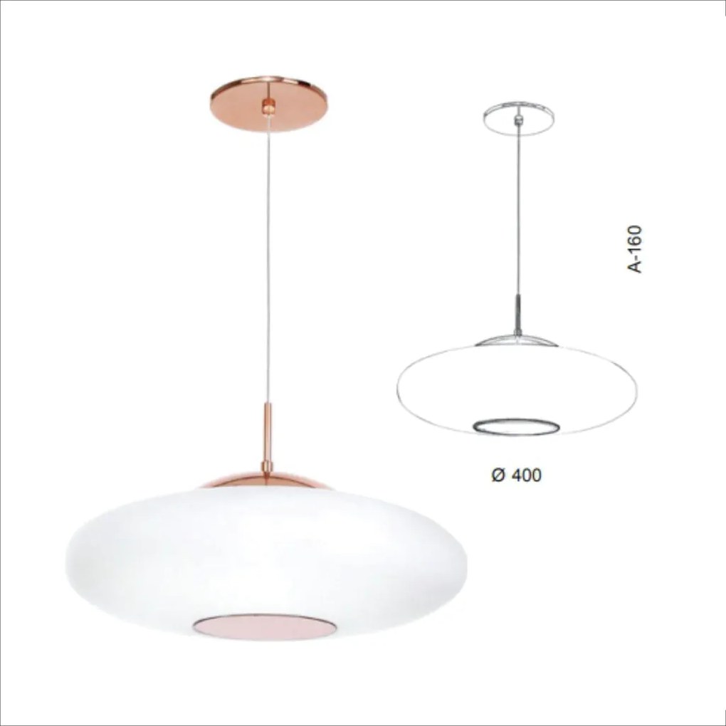 Pendente Vidro Oval Flat Ø40X16Cm Metal E Vidro 03Xg9 |Old Artisan Pd-... (CROMADO)