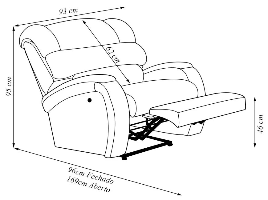 Poltrona do Papai Reclinável Napoli Power Touch Massagem PU F FH1 - D'Rossi - Cinza