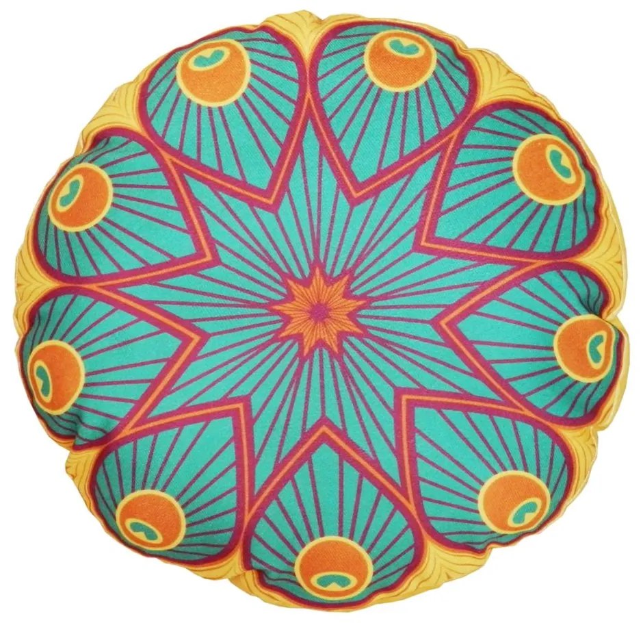 Almofada Redonda Ravi Cheia Mandala em Tons Mostarda 40x40cm - ARI-0311