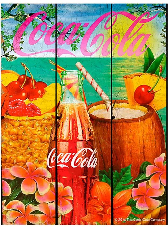 Placa Coca-Cola Tropical Flavor Colorido em Madeira - Urban