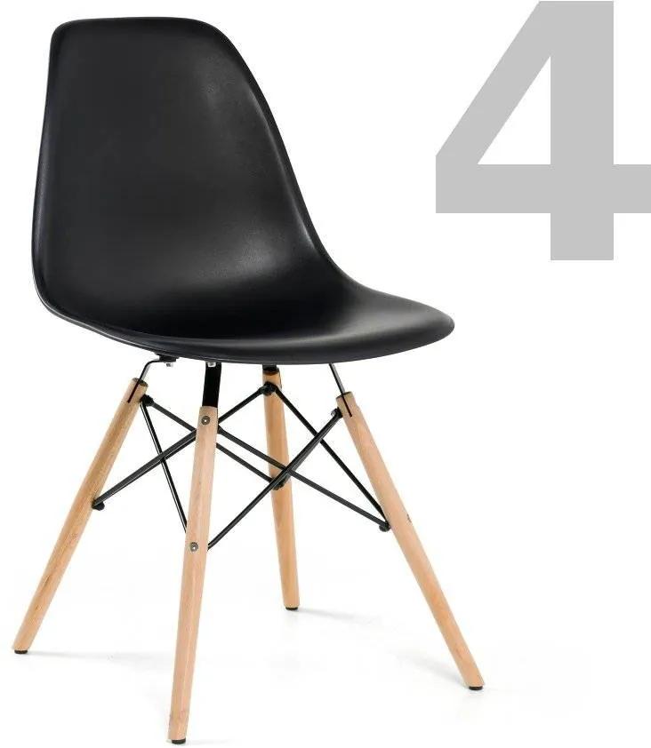 Conjunto 4 Cadeiras Eames Eiffel em Polipropileno Preto/Branco Pés de Madeira - Cor: Branco