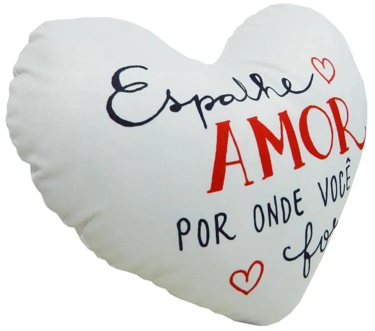 Almofada de Coração Cheia com Frases em Suede 45x30cm - ACC-0103