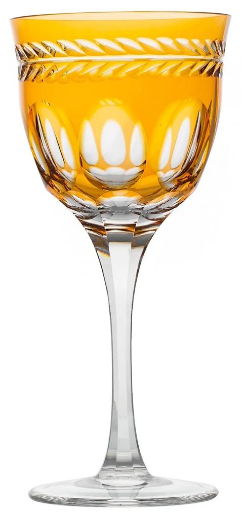 Taça de Cristal Lapidado Artesanal p/ Vinho Branco Libélula - Amarelo - 17  Amarelo - 17