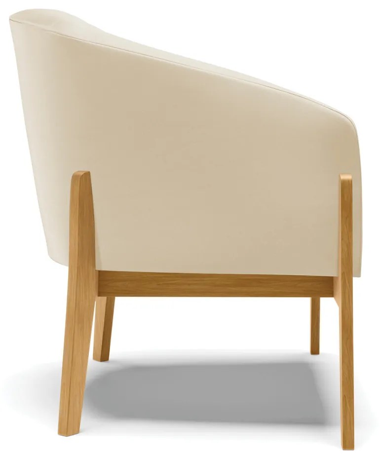 Poltrona Decorativa Base de Madeira kit 2 Stella Sintético D03 - D'Rossi - Bege