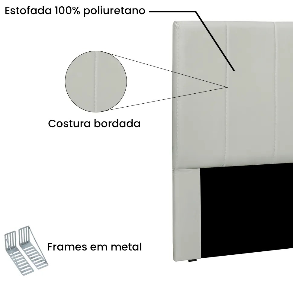 Cabeceira Cama Box Casal 140 cm Arizona Veludo S04 - D'Rossi - Prata