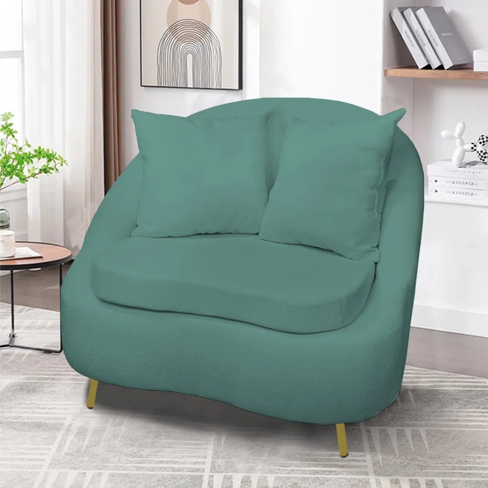 Poltrona Decorativa Orgânica Pé Ferro Dou Zaya Bouclê C05 - D'Rossi - Verde Menta