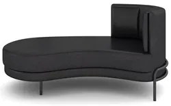 Chaise Longue Divã 164cm Braço Direito Logus D06 Sintético Preto - Mpo