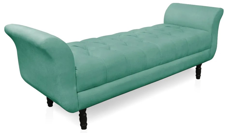 Recamier Olinda Suede 160 cm Pés Torneados Tabaco - D'Rossi - Azul Turquesa