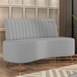 Sofá 2 Lugares para Sala Living 135cm Pés Palito Tamar Z08 Veludo Cinz