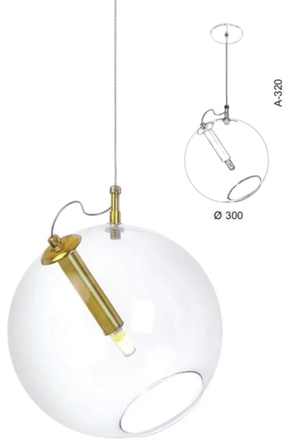 Pendente Globo Inclinado Ø30X32Cm Metal E Globo Ø30Cm 01Xg9 |Old Artis... (COBRE FOSCO, AMBAR)