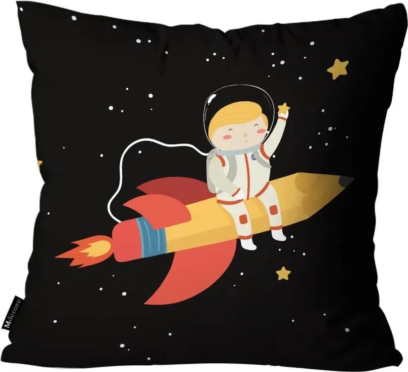 Capa para Almofada Infantil Astronauta Preta35x35cm
