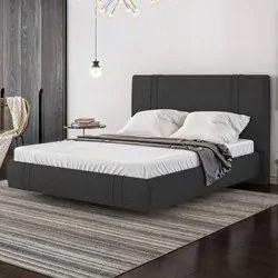 Cama Queen Flutuante Com Cabeceira 160cm Lyra S05 Linho Preto - Mpozen