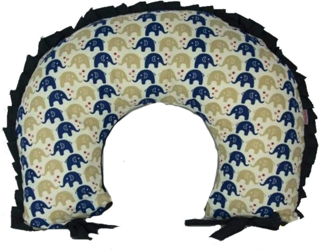 Almofada De Amamentação Alan Pierre Baby - Tricoline 100% Algodão - Passinho Do Elefante Azul