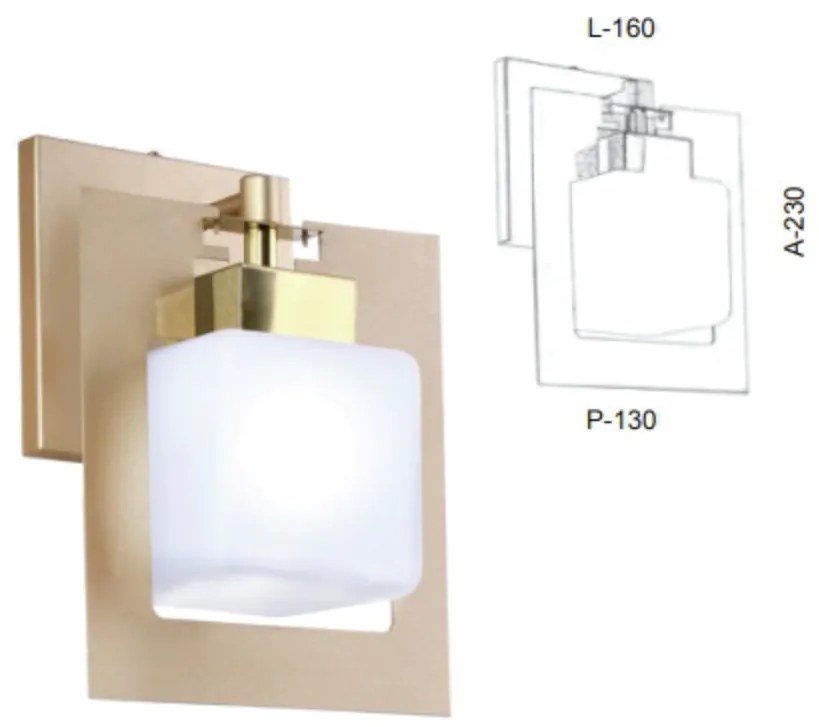 Arandela Vidro Quadrado Corte Laiser 16X13X23Cm Metal E Cubo Vidro 09X... (LUNA, AMBAR)