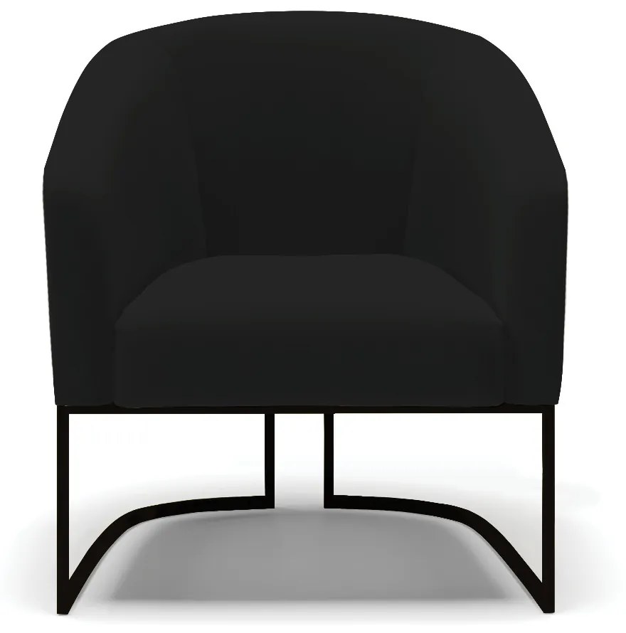 Poltrona Decorativa Industrial Preto Kit 2 Stella Linho D03 - D'Rossi - A79 Preto