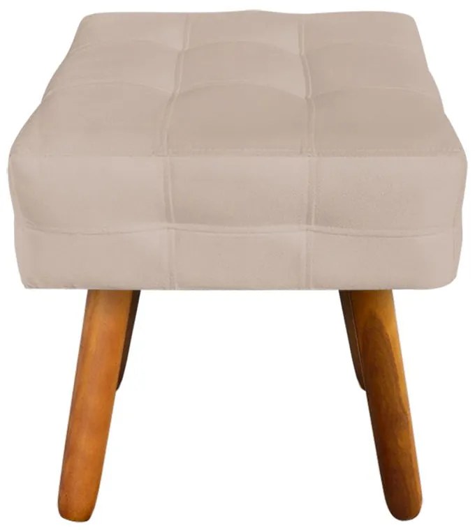 Puff Banqueta Decorativo Pé Palito de Madeira Elisa Suede Bege D03 - D'Rossi