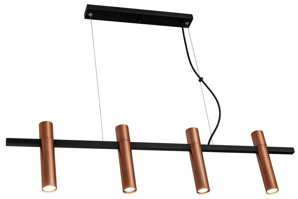 Pendente Cravo 3,8X20X85Cm Focos Simetricos 4Xmr11 - Usina 16970/4 (PT / FN-F - Preto Texturizado / Fendi Fosco)