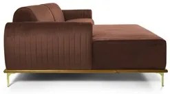 Sofá 230cm 4 Lugares com Chaise Esquerdo Pés Gold Molino C-276 Veludo