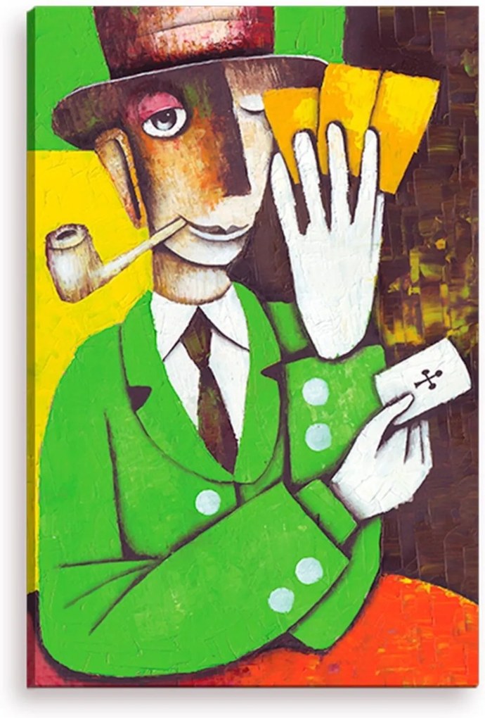 Tela Decorativa Estilo Pintura Ivanov Homem Jogando Cartas - Tamanho: 90x60cm (A-L) Unico