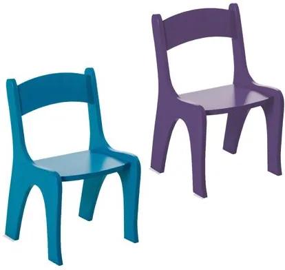 Kit 2 Cadeiras Infantis em MDF - Pintura em Laca  Azul/Roxo