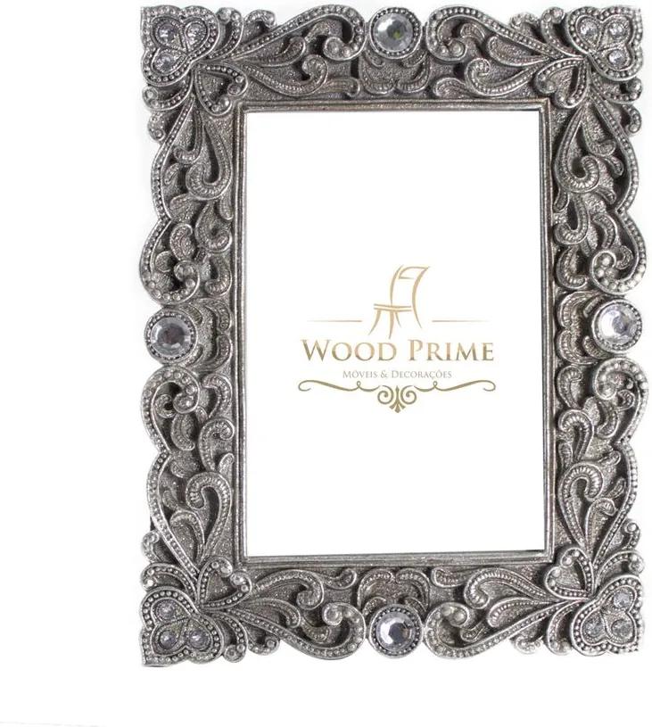 Porta-Retrato Clássico Bellagio 10x15 Prata Perolado - Wood Prime 26254
