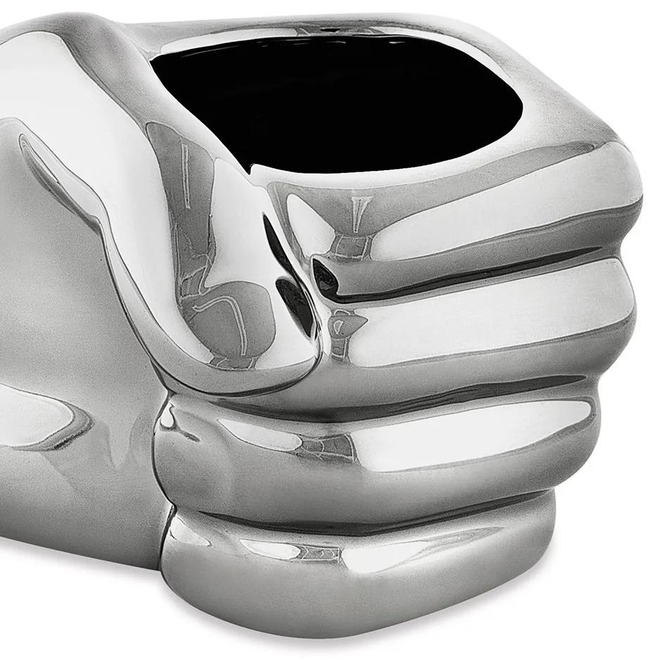 Cachepot "Mão Prata" em Cerâmica 7,5x15 cm - D'Rossi