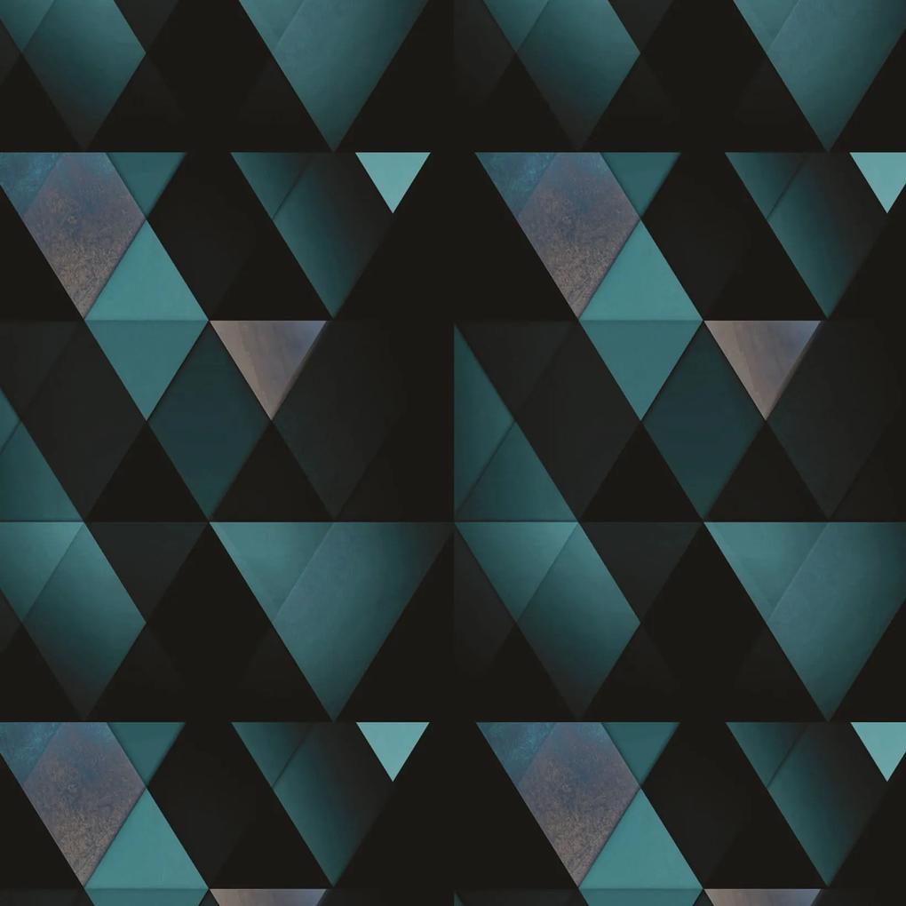 Papel de parede adesivo geométrico triângulo verde e preto