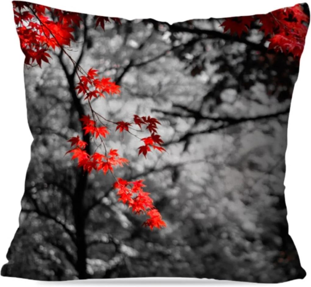 Almofada Avulsa Decorativa Folhas Vermelhas 45X45cm Love Decor