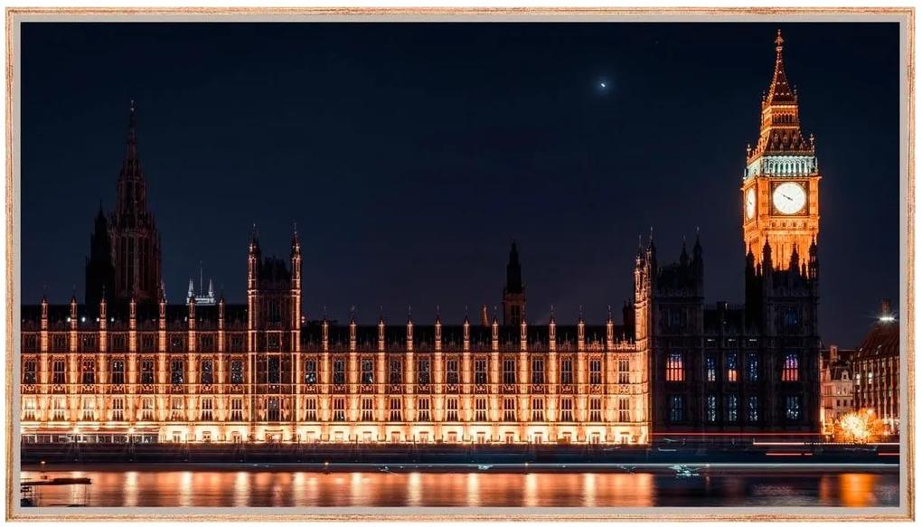 Quadro Decorativo Paisagem Londres Parlamento E Big Ben Iluminados 150x80cm