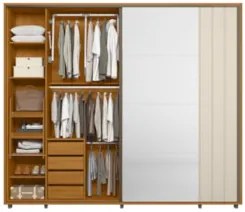 Guarda Roupa Casal 278cm 2 Portas 8 Espelhos Mya Off/Cinamomo Z10 - Mp