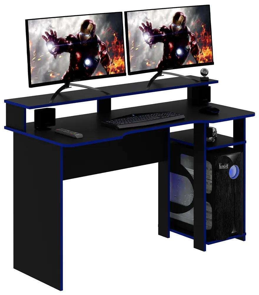 Mesa para Escritório Home Office Gamer ME4153 MDP Preto/Azul G69 - Gran Belo