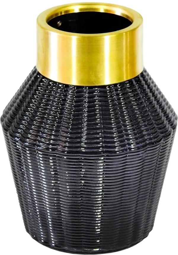 Vaso Decorativo em Vidro na Cor Preta - 21x16cm