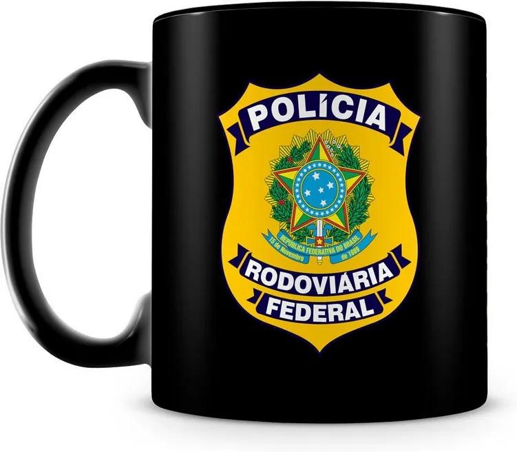 Caneca Personalizada Polícia Rodoviária Federal 100% Preta (Com Nome)