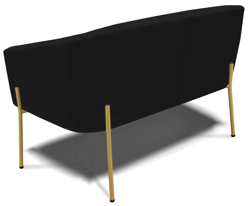 Sofá 2 Lugares Namoradeira Pé de Ferro Dourado Stella Linho D03 - D'Rossi - A79 Preto