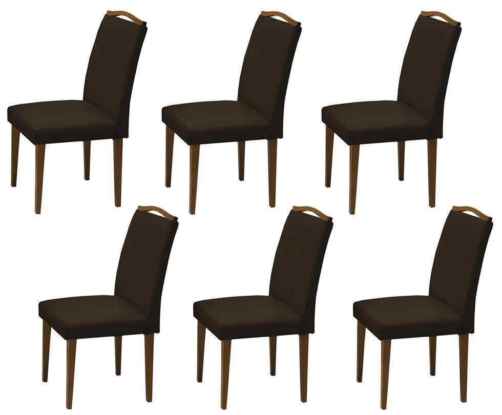 Conjunto 6 Cadeiras Decorativa Lorena Aveludado Marrom