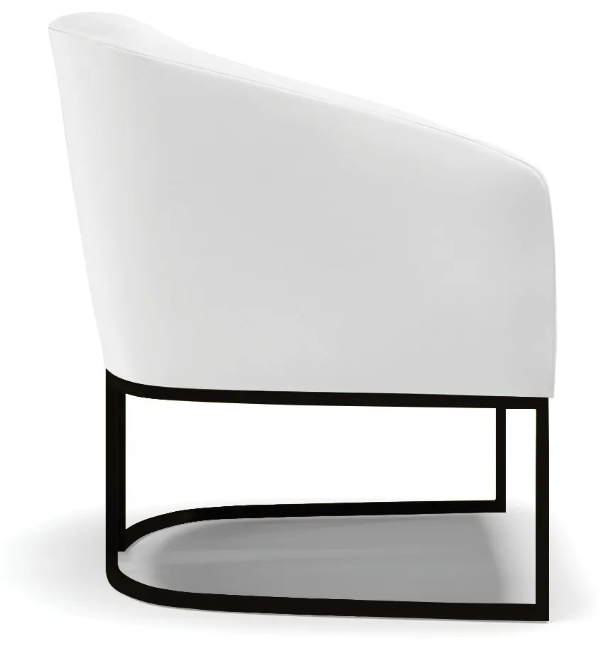 Poltrona Decorativa Industrial Preto Kit 2 Stella Sintético Branco D03 - D'Rossi
