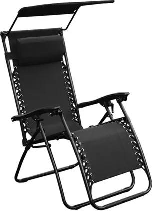 Cadeira Topplin Reclinável C/Tapa Sol em Aço Carbono - Preto