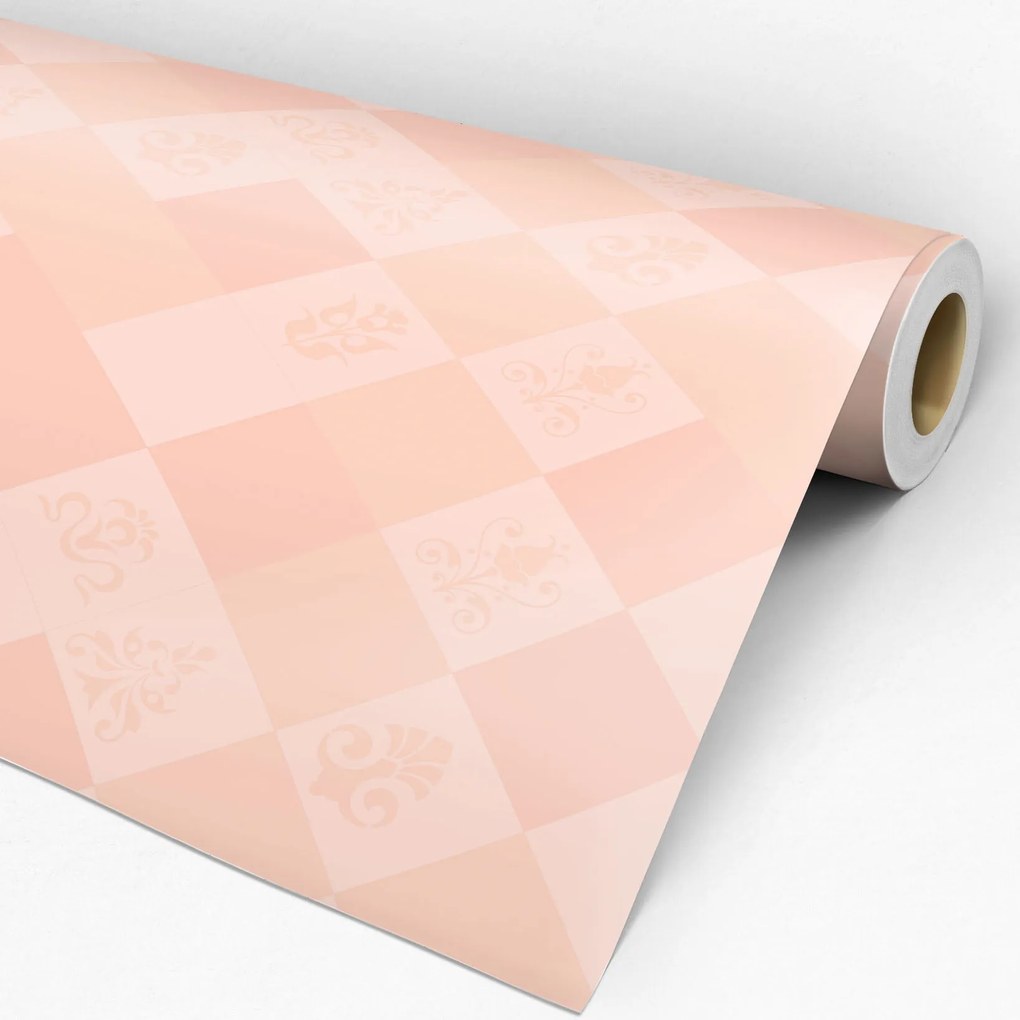 Papel De Parede Adesivo Arabesco Nude E Rosa Biano