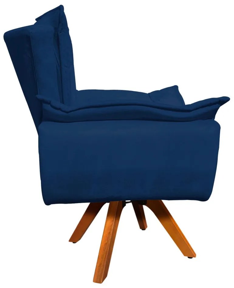 Poltrona Sala de Estar Giratória MM30 Opala Suede Azul Marinho D03 - D'Rossi