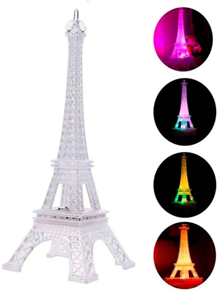 Enfeite Decoração Torre Eiffel Iluminada LED Thata Esportes Abajur Luminária 19 cm