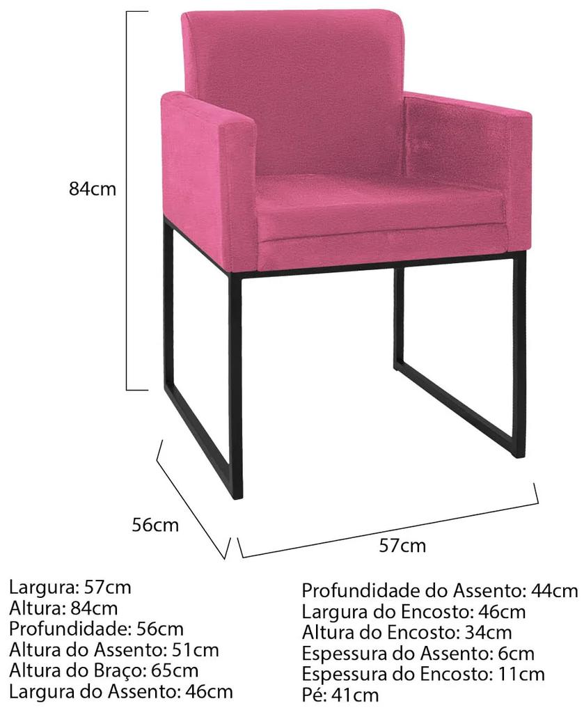 Poltrona Decorativa Bellinha Base de Ferro Preto Corano Pink - ADJ Decor